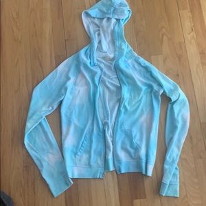 Hollister Light Blue Tie Dye Zip Up Hoodie